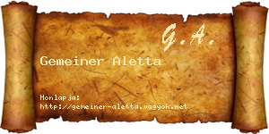 Gemeiner Aletta névjegykártya